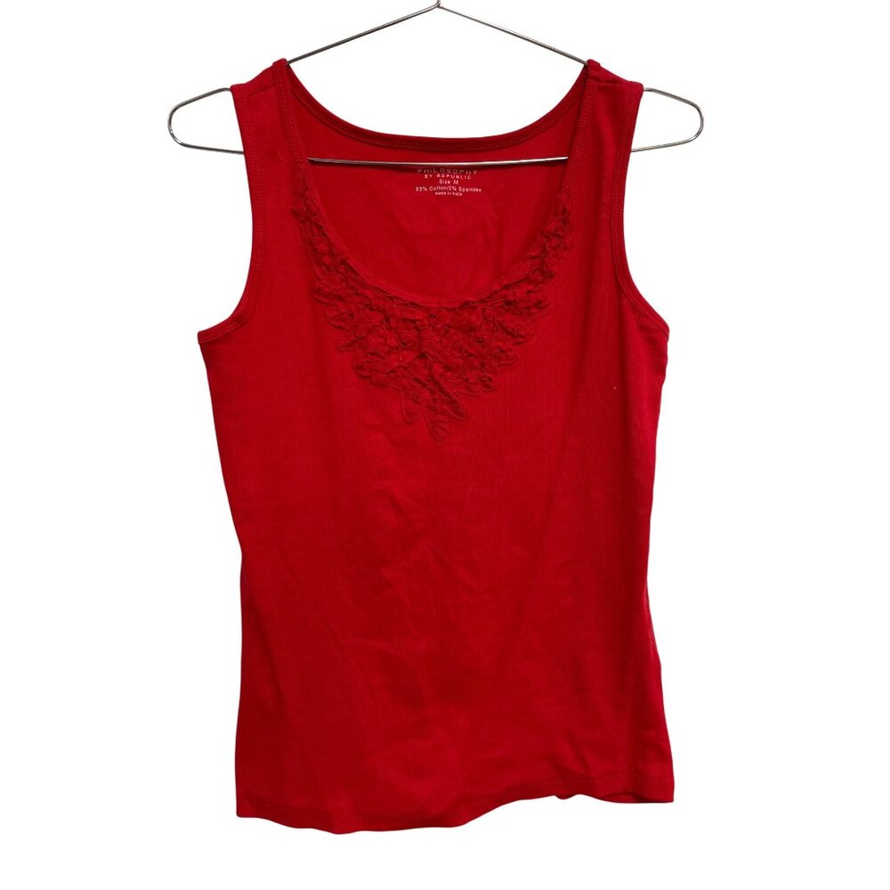 Philosophy By Republic Red Tank Top Size Medium Sleeveless Scoop Neck Red Knit